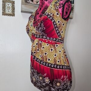 Speechless Red and Yellow Patterned Blouse